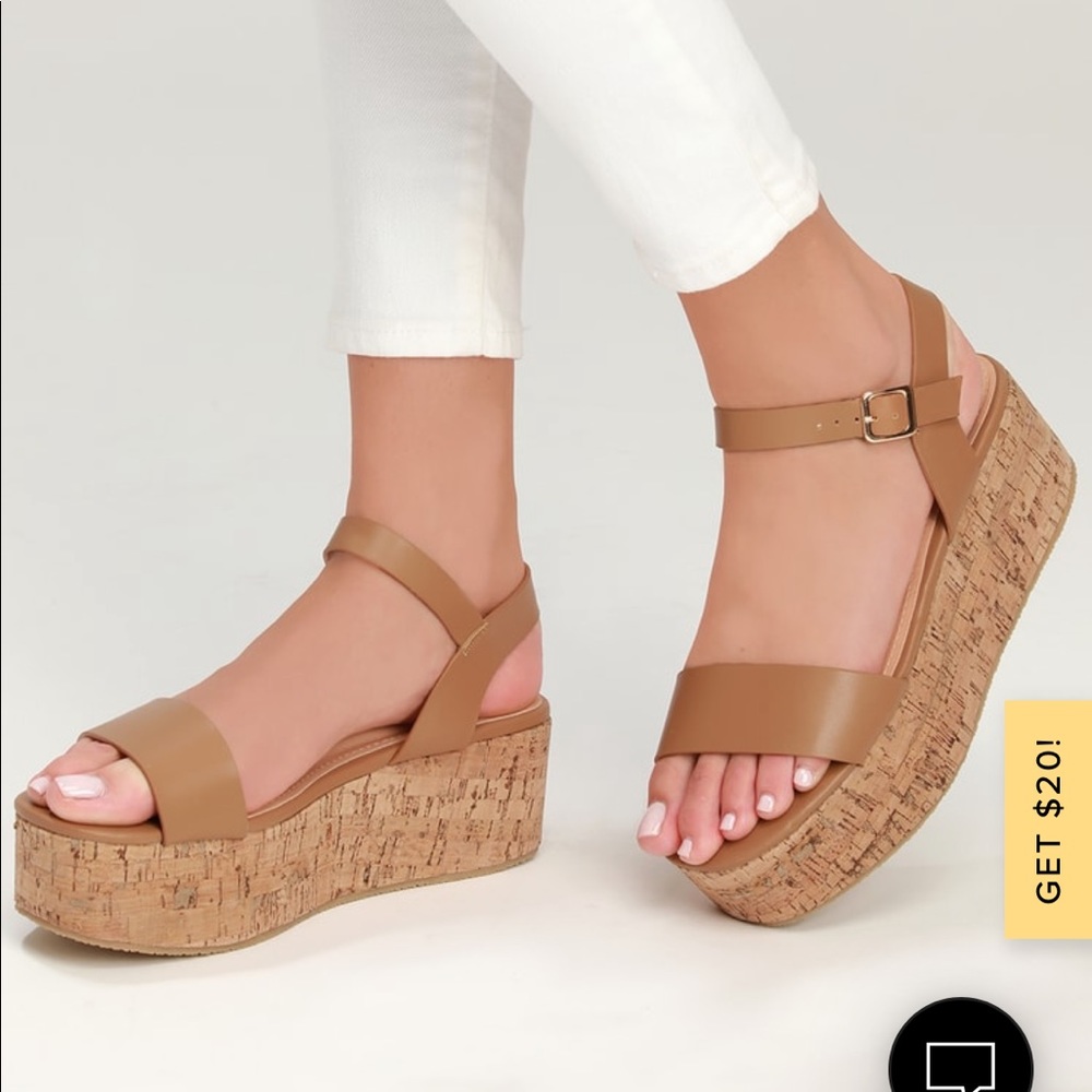 Lulus Cork Wedge Sandal size 6 NWOB